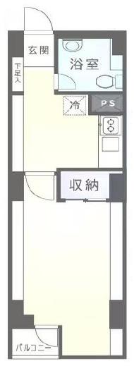 カクエイハイホーム(1K/2階)の間取り写真