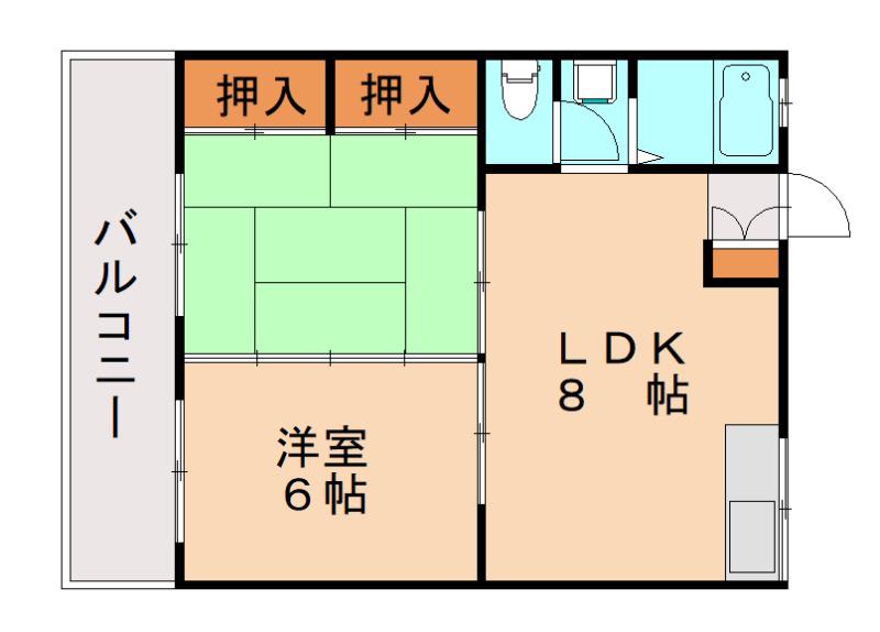 美和台ビル(2LDK/3階)の間取り写真