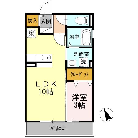ハイムTプラウド(1LDK/2階)の間取り写真