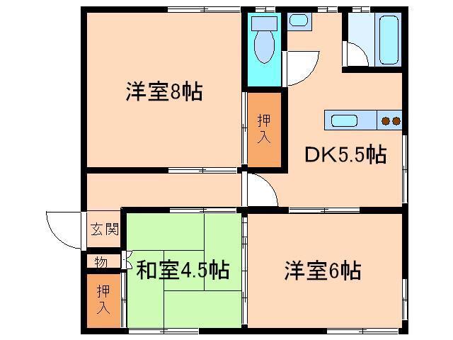 レジデンス宮前A(3DK/2階)の間取り写真