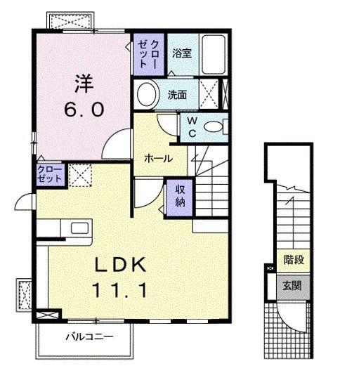 クラールII(1LDK/2階)の間取り写真