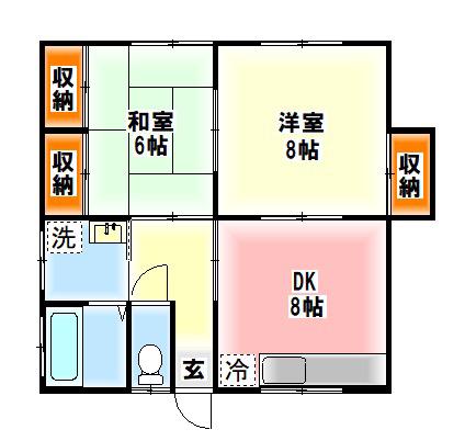 サカイアパート(2DK/1階)の間取り写真