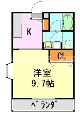 シャテロ蘇我(1K/2階)の間取り写真