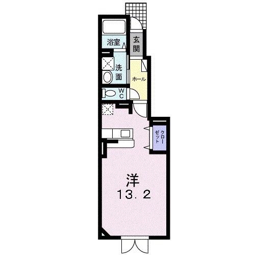 セルリアンブルー(ワンルーム/1階)の間取り写真