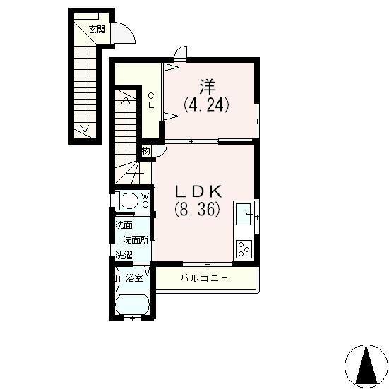 CASA FIGLIOLA(1LDK/2階)の間取り写真
