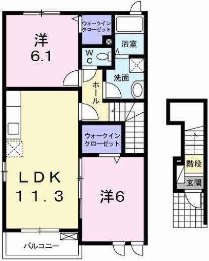 ピクシーズタウンI(2LDK/2階)の間取り写真