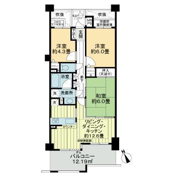 ライオンズヒルズ青葉台南(3LDK/3階)の間取り写真