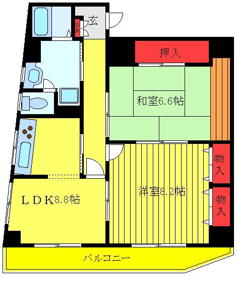 リヴァージュコート(2DK/7階)の間取り写真