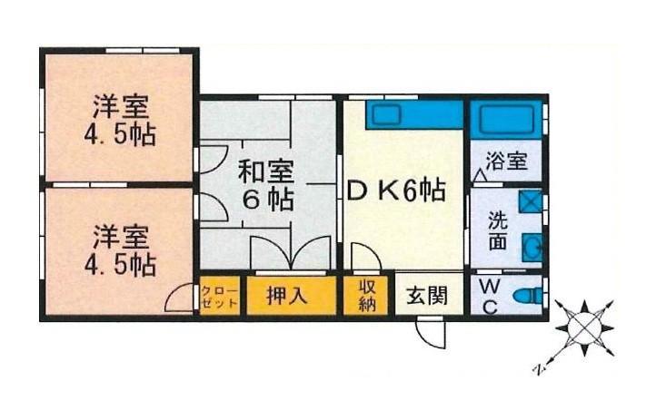プリムローズ東海大学前(3DK/2階)の間取り写真