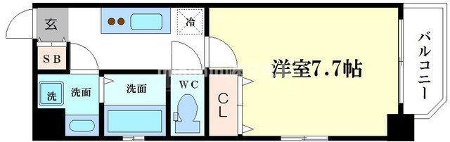 LC難波ミラージュ(1K/2階)の間取り写真