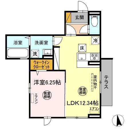 ロイヤルガーデン ソラーナ(1LDK/1階)の間取り写真
