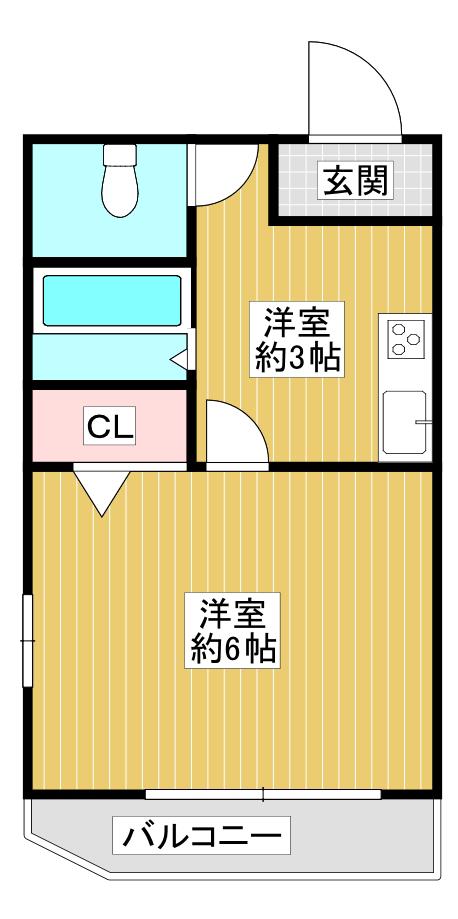 ベルエーキップ(1K/6階)の間取り写真