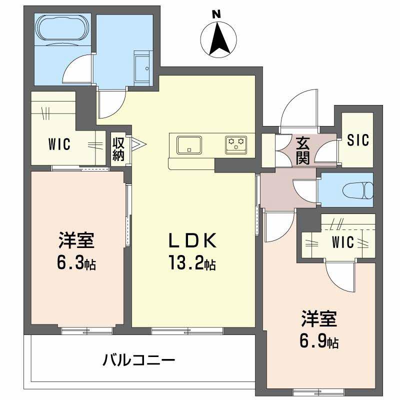 シャルール メゾン(2LDK/3階)の間取り写真