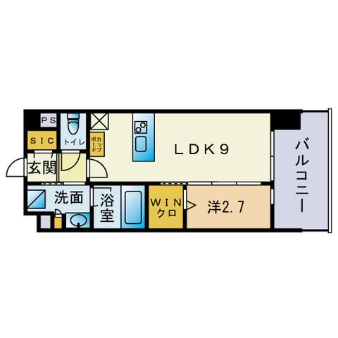 シーズンフラッツ高砂(1LDK/2階)の間取り写真