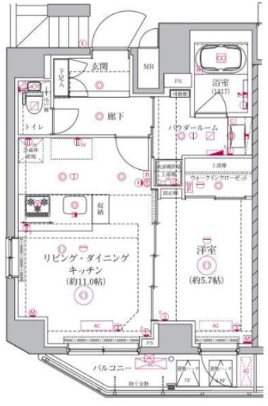 アルテシモ エジス(1LDK/7階)の間取り写真