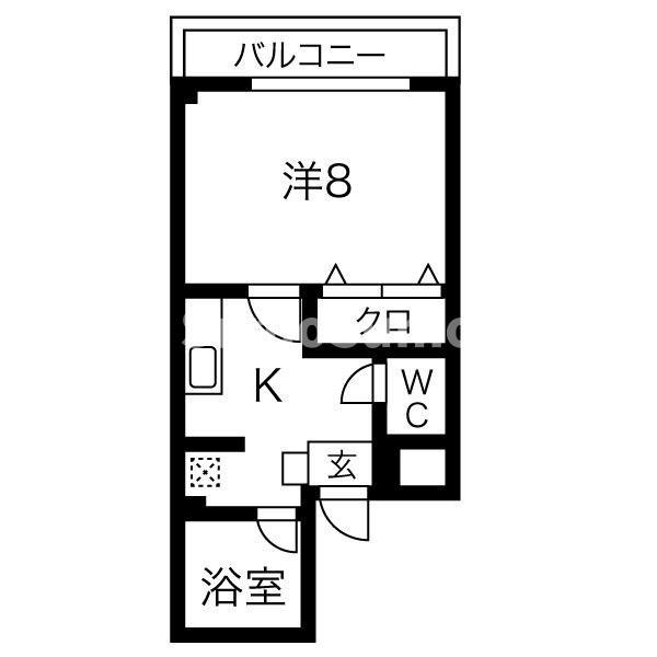 ベレッツア南天神(1K/3階)の間取り写真
