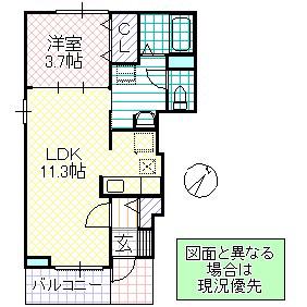 プラシード(1LDK/1階)の間取り写真