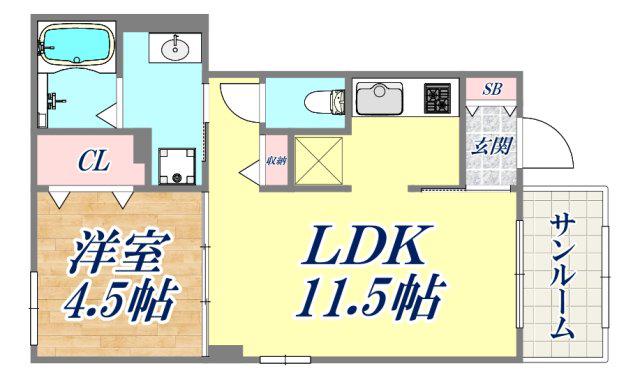 パルファン南落合4(1LDK/1階)の間取り写真