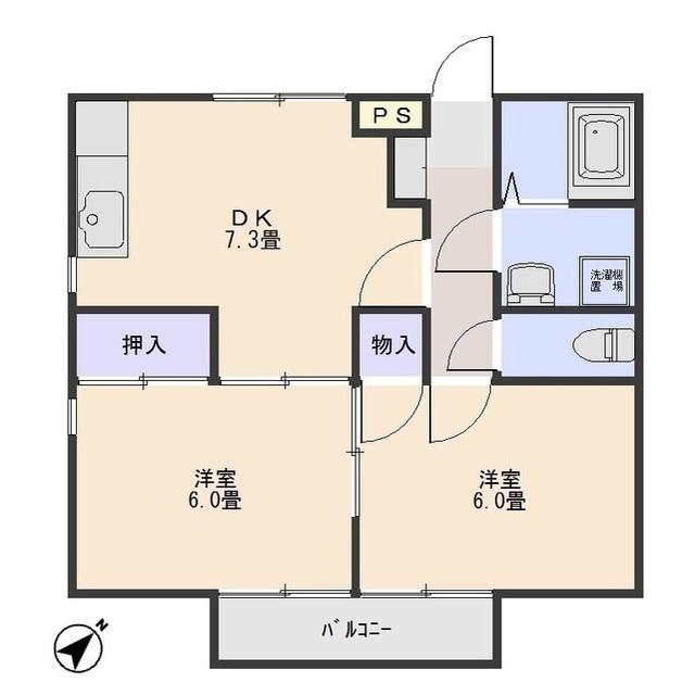 スターハイツ(2DK/2階)の間取り写真