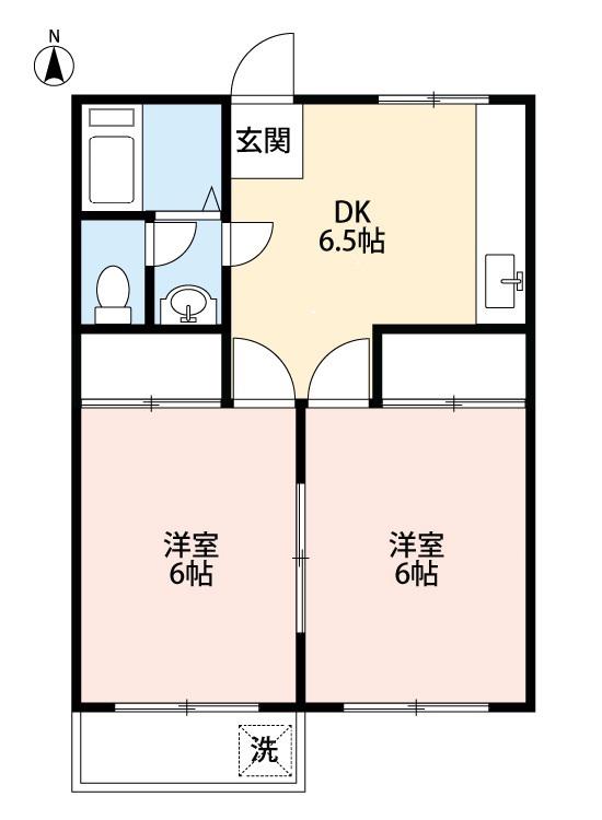 ベルビューメイゾン稲付(2DK/2階)の間取り写真