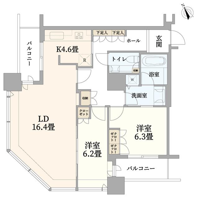 銀座タワー(2LDK/10階)の間取り写真