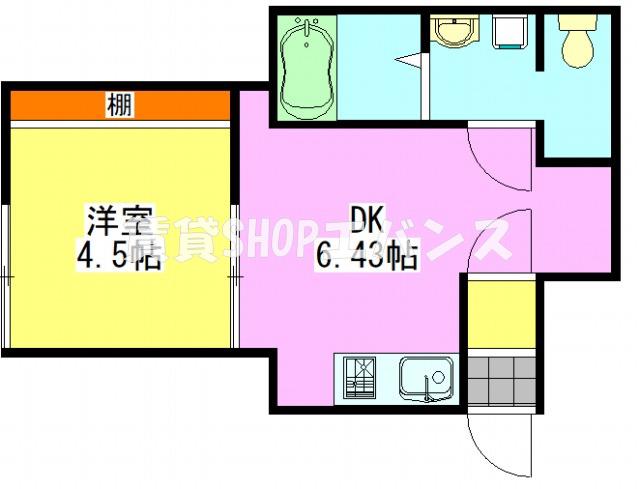 カレッタ習志野(1DK/1階)の間取り写真