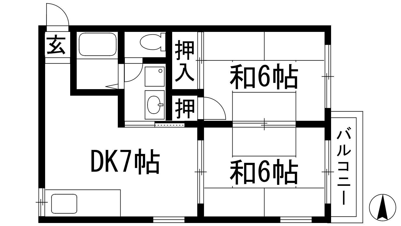 マサゴハイツ7(2DK/2階)の間取り写真
