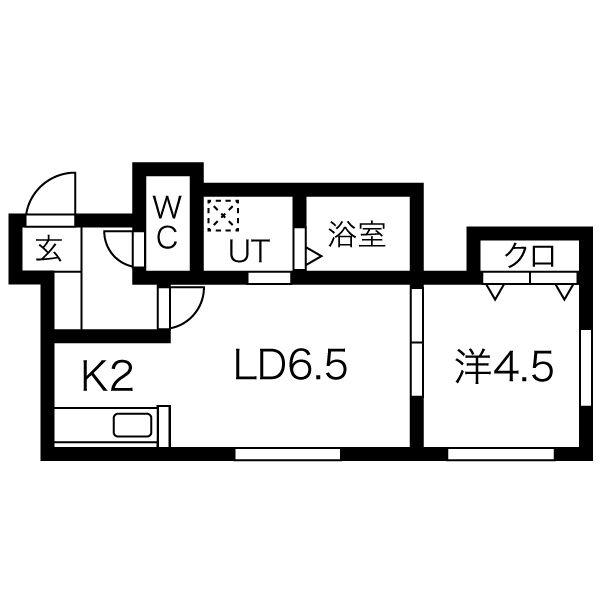 グランディール円山ウエスト(1LDK/4階)の間取り写真