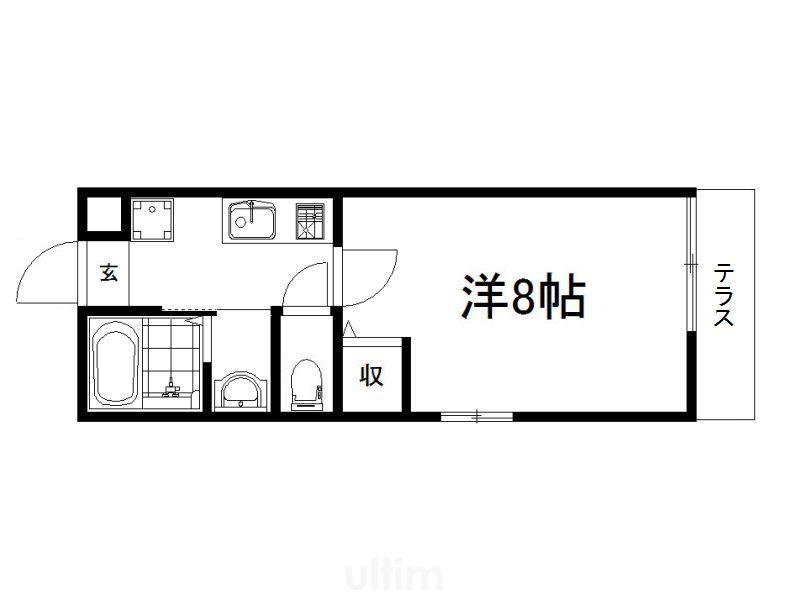 アヴニール京都墨染(1K/1階)の間取り写真