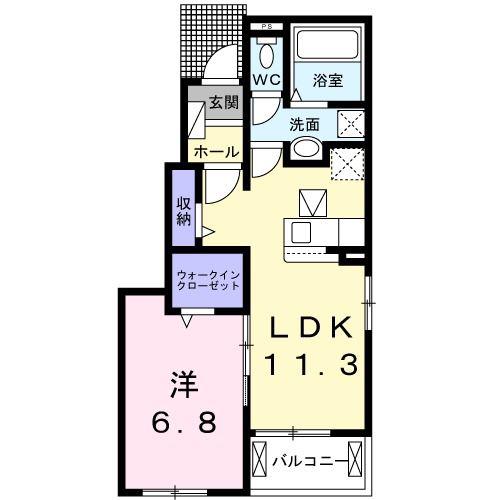 ストークワコー ピュア(1LDK/1階)の間取り写真