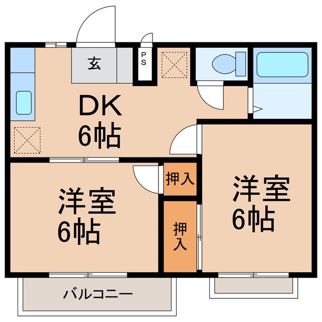コーポ藤(2DK/1階)の間取り写真