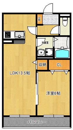 レジェンドヒル(1LDK/1階)の間取り写真