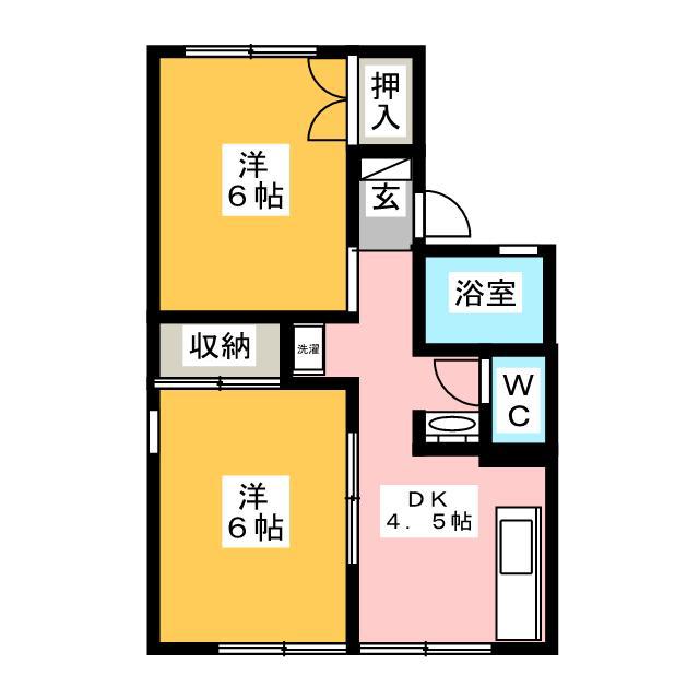 エバーグリーン湘南(2DK/1階)の間取り写真