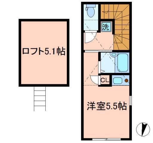 イルミナハイム笹塚(ワンルーム/2階)の間取り写真