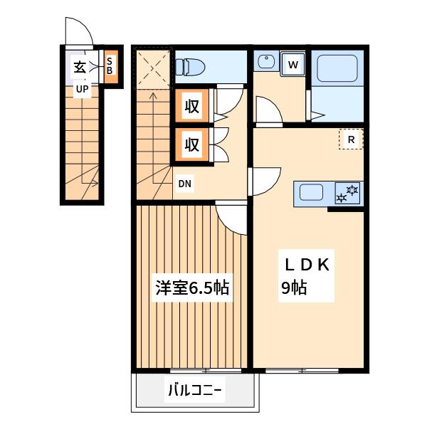 エルメゾン国立(1LDK/2階)の間取り写真