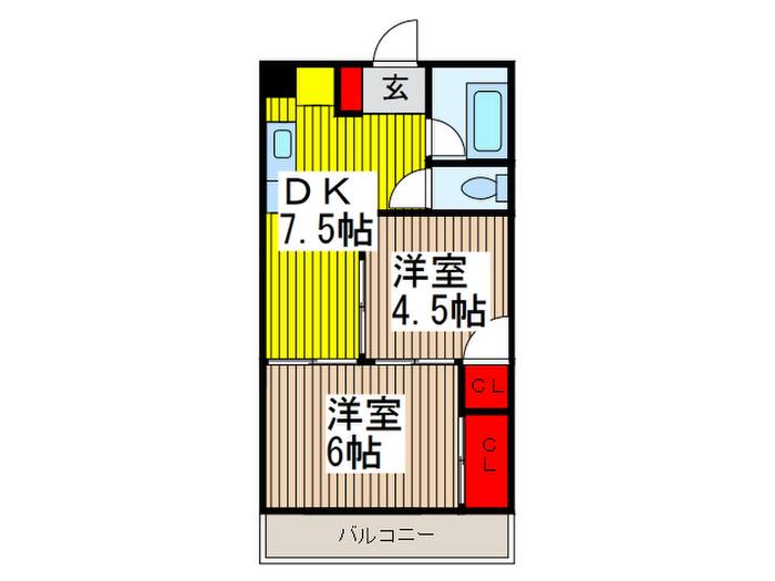 EXCEED川口(2DK/6階)の間取り写真