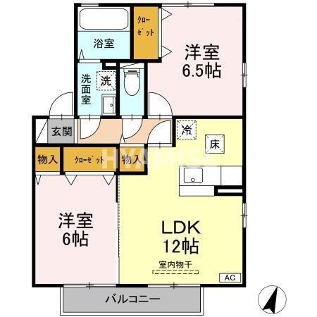 フレンドリースクエア桜A(2LDK/1階)の間取り写真