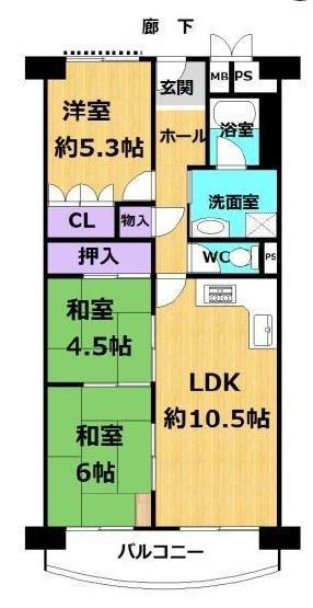 メゾン水無瀬4号棟/11F(3LDK/11階)の間取り写真