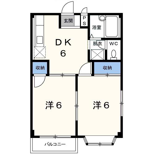 アプリコット(2DK/1階)の間取り写真