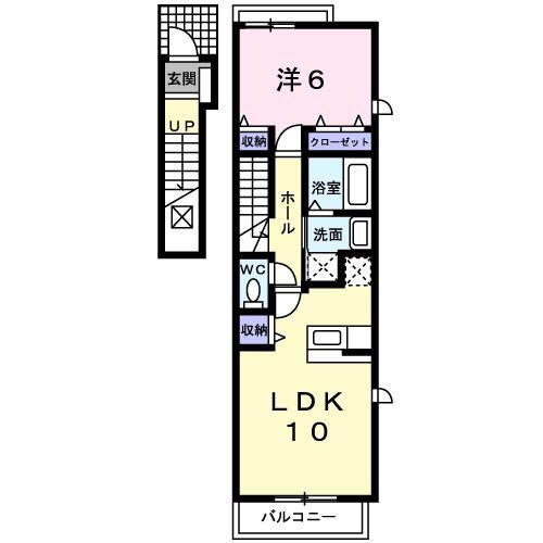 クィーンベル II(1LDK/2階)の間取り写真
