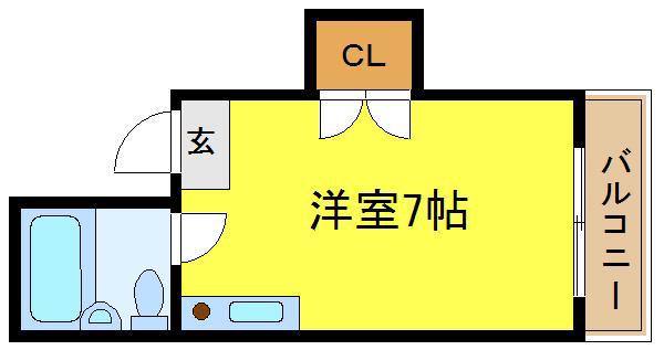 ファイブコート喜連(ワンルーム/2階)の間取り写真