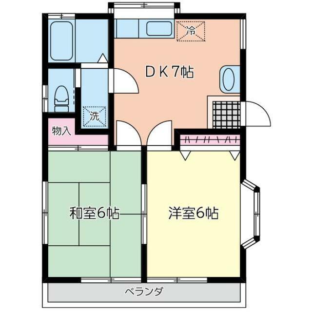 サニーハイム(2DK/2階)の間取り写真