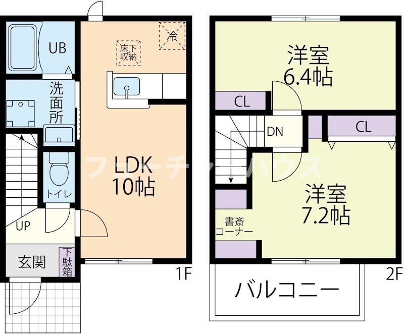 GRAND EST B(2LDK/1階)の間取り写真