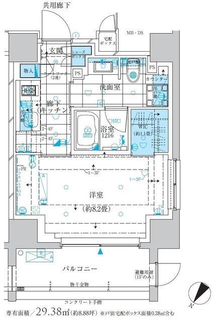 ザ・パークワンズ三軒茶屋(1K/1階)の間取り写真