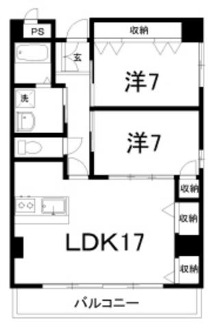 トゥーシェデュボワ(2LDK/2階)の間取り写真