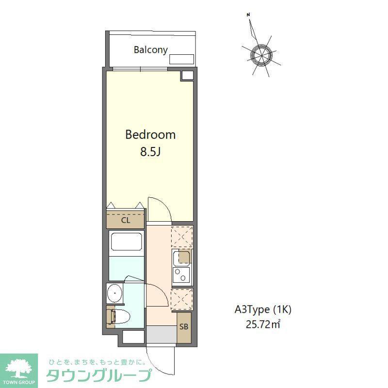 S-RESIDENCE玉川学園前(1K/4階)の間取り写真