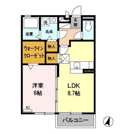 フェリーチェ A(1LDK/1階)の間取り写真