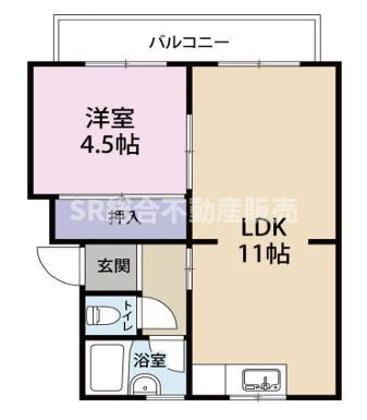SERIE東大阪(1LDK/4階)の間取り写真