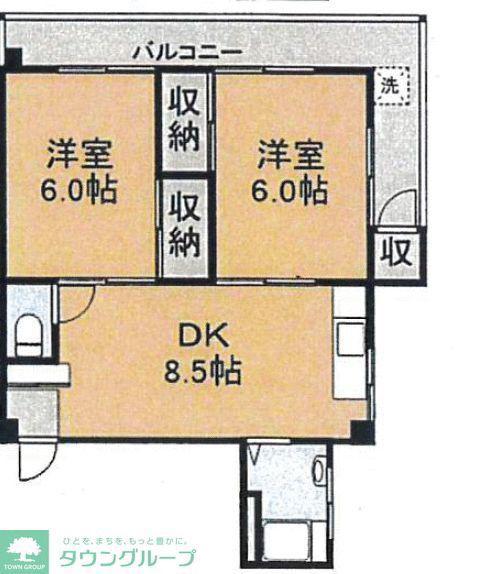 ハイツ仙波苑(2DK/3階)の間取り写真