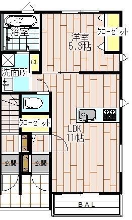 H&K 1号館(1LDK/1階)の間取り写真